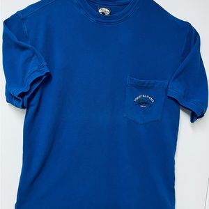 Vintage Tommy Bahama LARGE Heavy Knit Pocket Shirt Embroidered Relax Logo BLUE